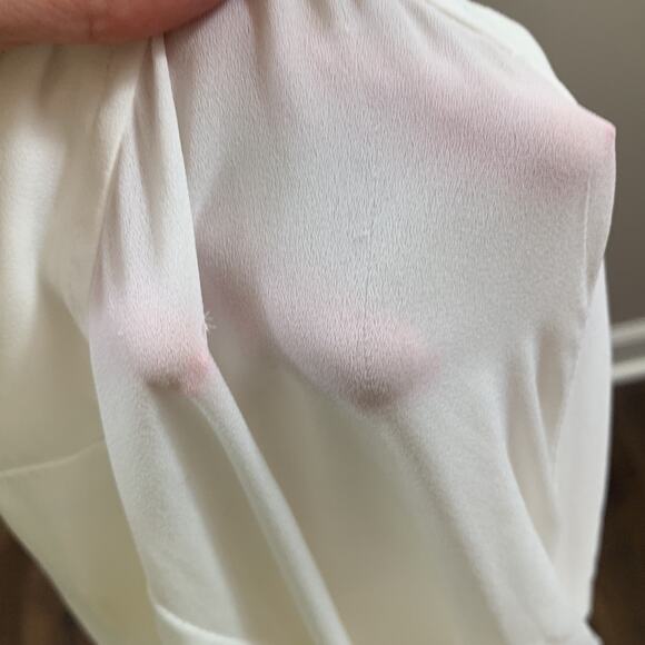 Anthropologie Maeve Splice Sheer Cream Long Sleeve Top - Picture 5 of 7